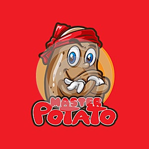 Potato mascot logo design with modern illustration concept style for badge, emblem and t shirt printing. Master potato