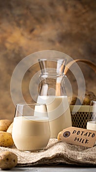 Potato milk alternative non dairy drink in glass