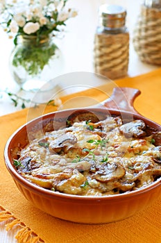 Potato and mushroom gratin photo