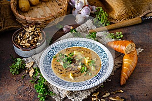 Potato mushrooms soup