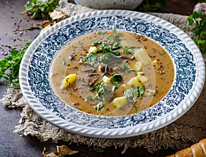Potato mushrooms soup