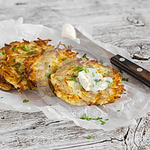 Potato pancakes or latkes