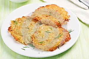 Potato pancakes on plate