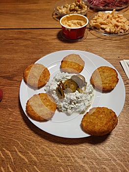 Potato pankakes with sourcream sous