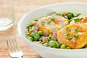 Potato patties with green peas