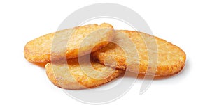 Potato patties or hash browns oval-shaped photo