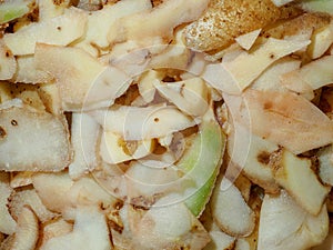 Potato peelings close-up.