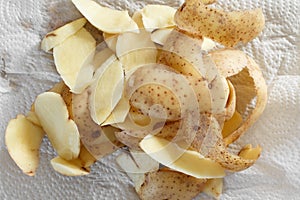 Potato Peelings On Countertop