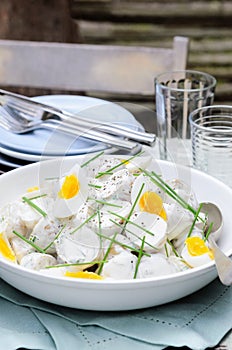 Potato salad with egg and chives