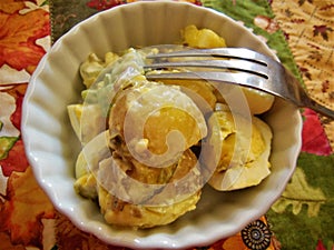 Potato Salad in Small Dish with Fork