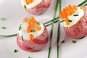 Potato with salmon roe