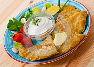 Potato scones served with vegetables