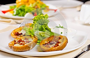 Potato Skins Appetizer with Garnish