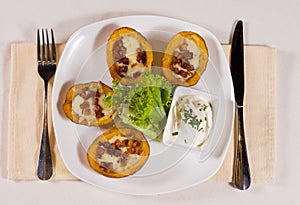 Potato Skins Appetizer on Plate