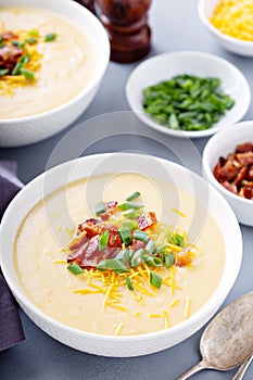 Potato soup with bacon and cheese