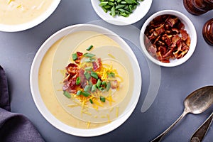 Potato soup with bacon and cheese