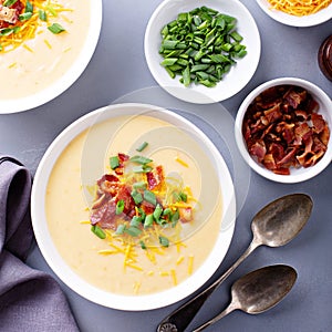 Potato soup with bacon and cheese