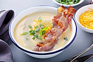 Potato soup with bacon and cheese