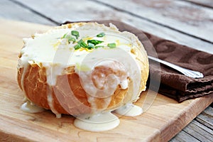 Potato Soup in Bread Bowl