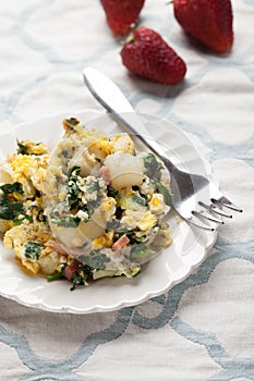 Potato Spinach Egg Scrambler with fork