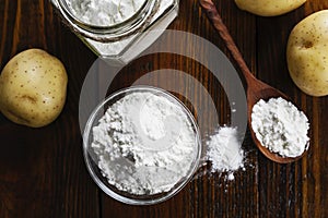 Potato starch in a glass bowl