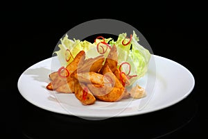 Potato wedges picture with different fresh and tasty ingredients