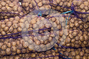 Potatoes in bags, vegetables, agriculture, agro-industry