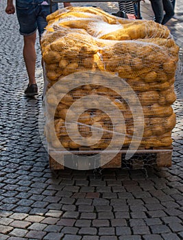 Potatoes delivery for restaurants in the center of Brussels in Belgium