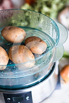 Potatoes in steamer