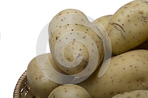 Potatoes on the wicker basket