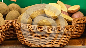 Potatoes in wicker basket