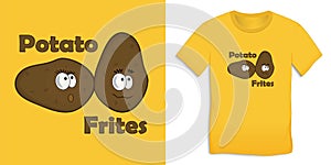 Potatos cartoon icon, t-shirt graphics design