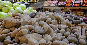 Potatos display at the grocery store
