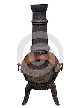 Potbelly stove on white background, isolated