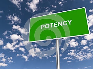 potency traffic sign on blue sky