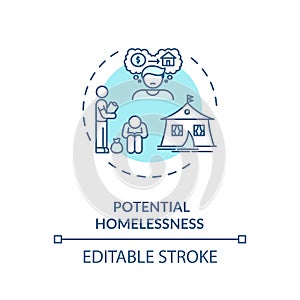 Potential homelessness turquoise concept icon