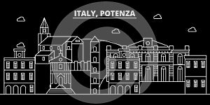 Potenza silhouette skyline. Italy - Potenza vector city, italian linear architecture, buildings. Potenza travel photo