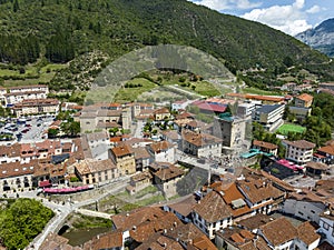 Potes in Cantabria skyline village of Spain