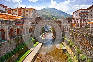 Potes river Quiviesa Deva a Cantabria village Spain photo