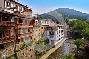 Potes river Quiviesa Deva a Cantabria village Spain photo