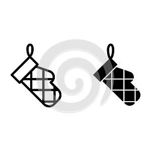 Potholder line and glyph icon. Kitchen glove vector illustration isolated on white. Oven glove outline style design