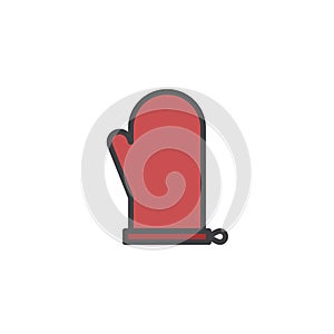 Potholder mitten filled outline icon
