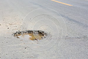 Pothole on the road photo