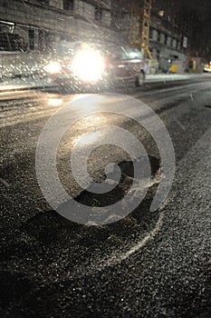 Potholes with car photo