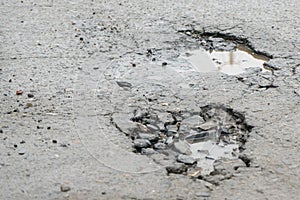 Potholes. Potholes dangerous to motorists and pedestrians.