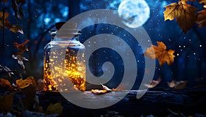 A potion glowing softly in moonlight