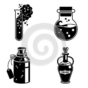 Potion icons set, simple style