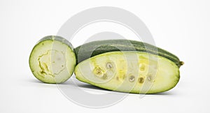 potol or pointed gourd isolated on white background, photo