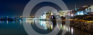 The Potomac River waterfront at night, in National Harbor, Maryland. photo