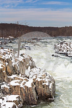 Potomac River in Winter at Great Falls National Park Virginia